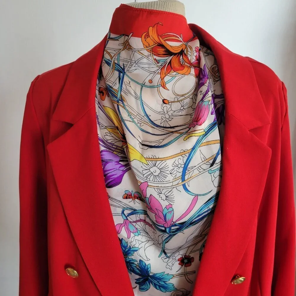 Nanette Lepore Red Double-Breasted Blazer w/Decorative Buttons Cuffs (Size: 12)